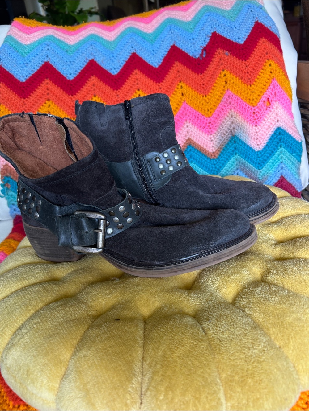 soft worn in shade and metal studs festival boots